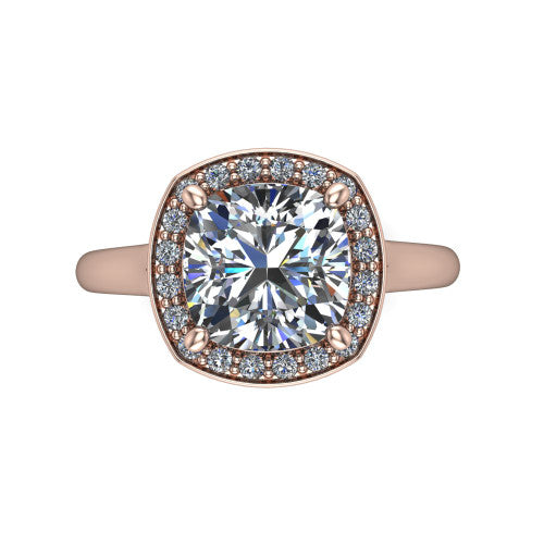 Wren Cushion Shape Halo Engagement Ring in 14K Rose Gold