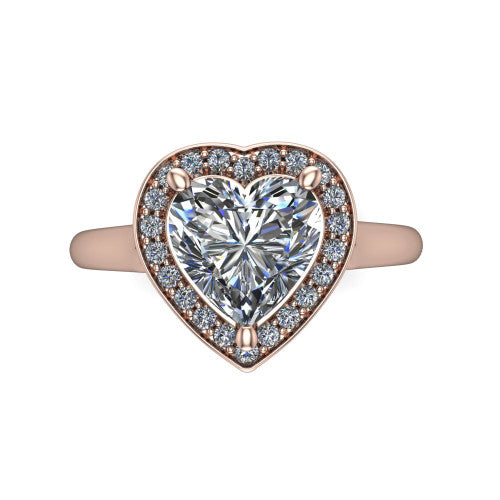 Wren Heart Shape Halo Engagement Ring in 14K Rose Gold