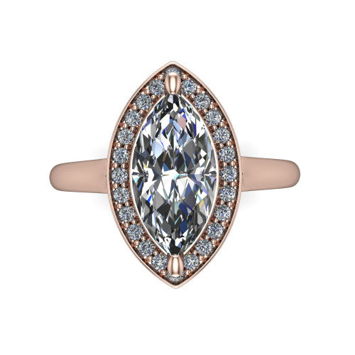 Wren Marquise Shape Halo Engagement Ring in 18K Rose Gold