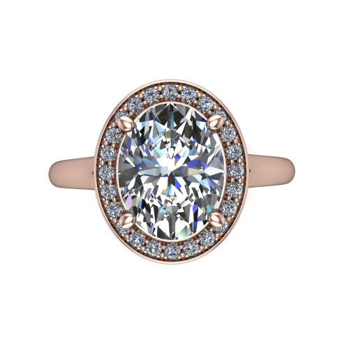 Wren Oval Shape Halo Engagement Ring in 18K Rose Gold