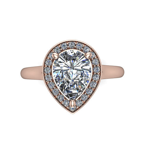 Wren Pear Shape Halo Engagement Ring in 18K Rose Gold