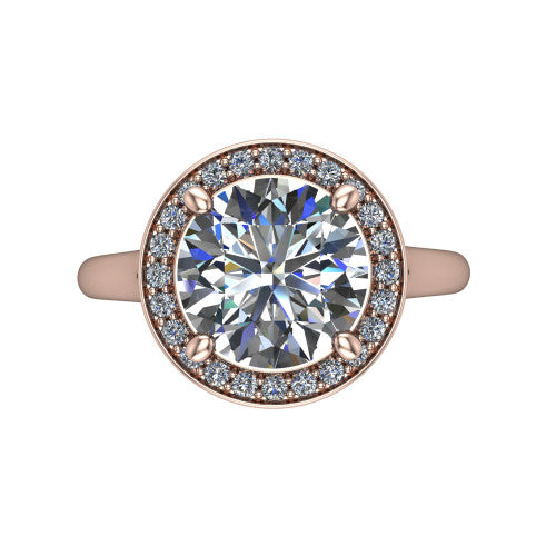 Wren Round Shape Halo Engagement Ring in 14K Rose Gold