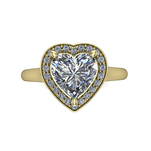 Wren Heart Shape Halo Engagement Ring in 18K Yellow Gold