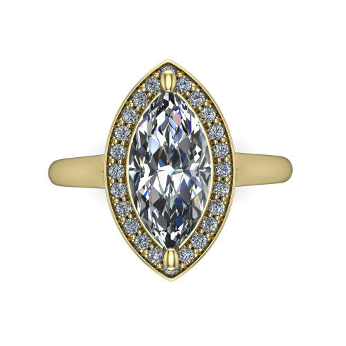 Wren Marquise Shape Halo Engagement Ring in 18K Yellow Gold