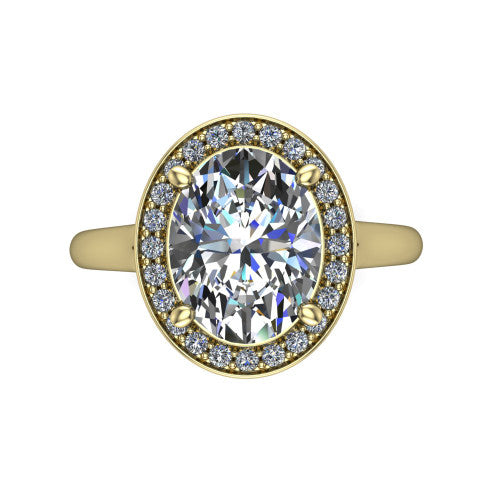 Wren Oval Shape Halo Engagement Ring in 14K Yellow Gold