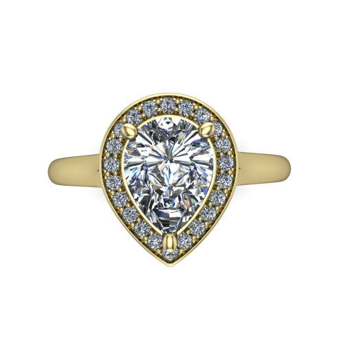Wren Pear Shape Halo Engagement Ring in 14K Yellow Gold