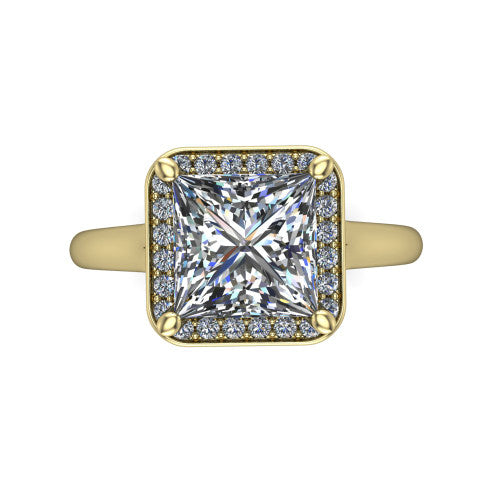 Wren Princess Shape Halo Engagement Ring in 14K Yellow Gold