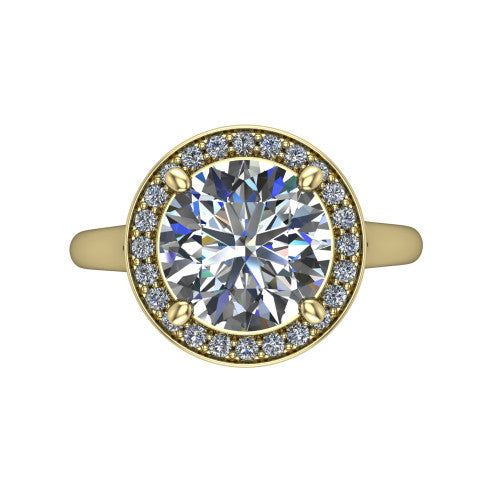 Wren Round Shape Halo Engagement Ring in 14K Yellow Gold