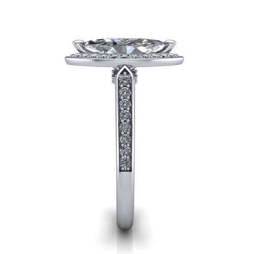 marquise diamond halo ring, platinum