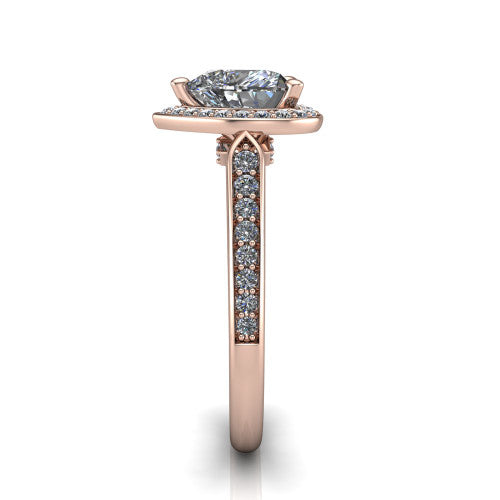 heart diamond halo ring, 14k rose gold