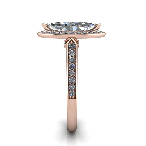 marquise diamond halo ring, 18k rose gold