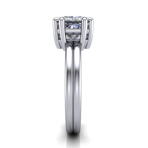 Lainey princess-cut solitaire engagement ring in 14K White Gold, side profile showing the prong head, polished tapered band, and comfort-fit profile