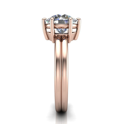 Lainey round solitaire engagement ring in 14K Rose Gold, side profile showing the prong head, polished tapered band, and comfort-fit profile