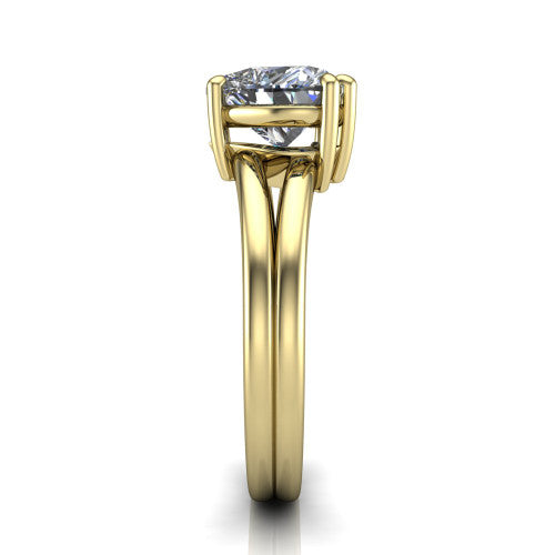 Lainey heart solitaire engagement ring in 18K Yellow Gold, side profile showing the prong head, polished tapered band, and comfort-fit profile