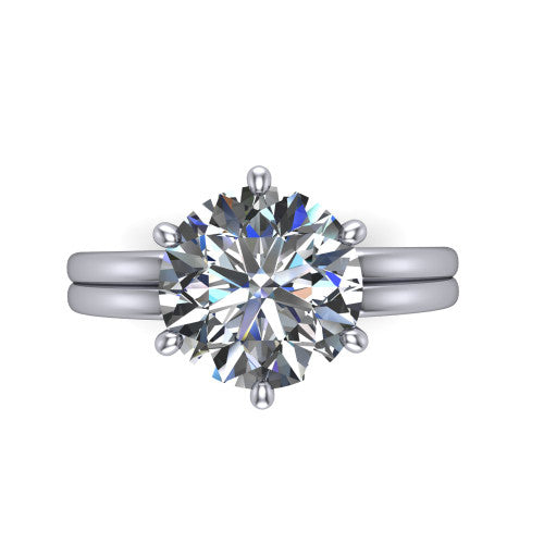 Lainey round solitaire engagement ring in 14K White Gold, top-down view showing the round center diamond from above in its double-claw head