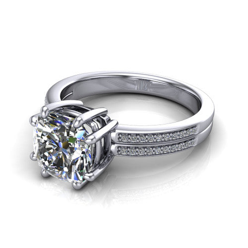 cushion diamond solitaire ring, platinum