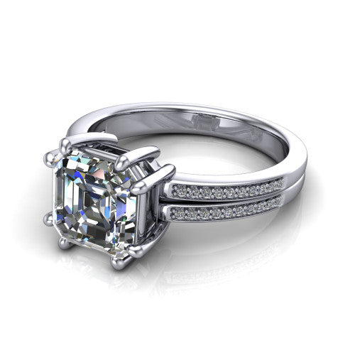 square emerald solitaire ring, 14k white gold