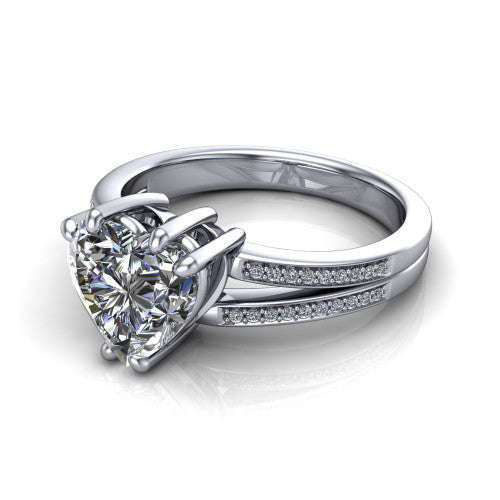heart diamond solitaire ring, platinum