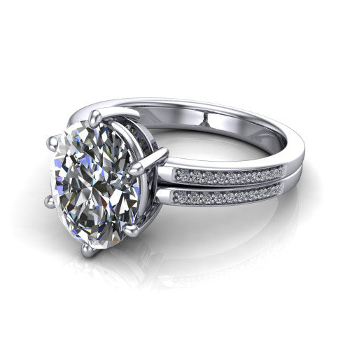 oval diamond solitaire ring, 14k white gold