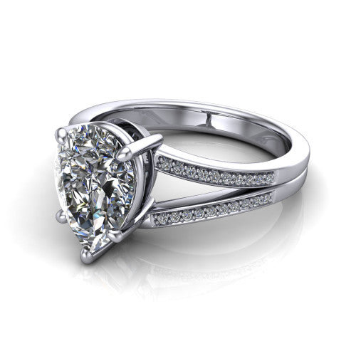 pear diamond solitaire ring, platinum