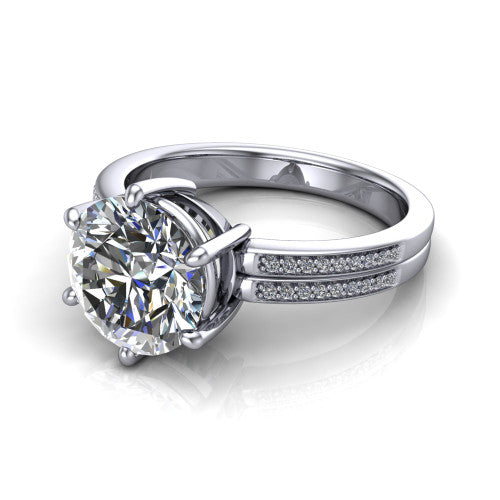 round diamond solitaire ring, 18k white gold