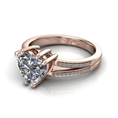heart diamond solitaire ring, 18k rose gold