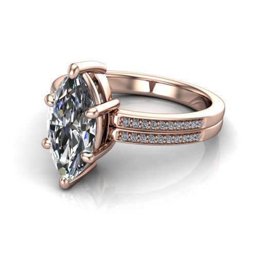 marquise diamond solitaire ring, 14k rose gold
