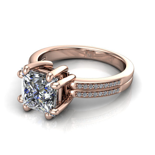 princess diamond solitaire ring, 14k rose gold