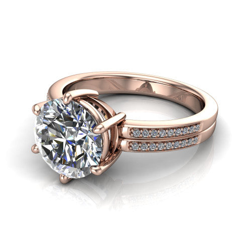 round diamond solitaire ring, 18k rose gold