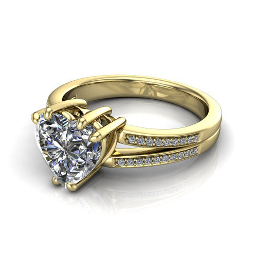 heart diamond solitaire ring, 18k yellow gold