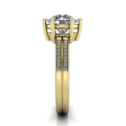 round diamond solitaire ring, 18k yellow gold