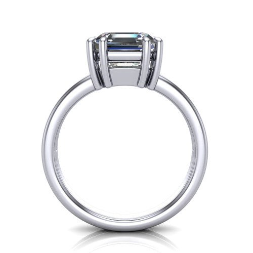 square emerald solitaire ring, 18k white gold