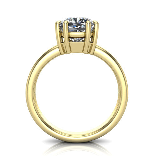 cushion diamond solitaire ring, 14k yellow gold