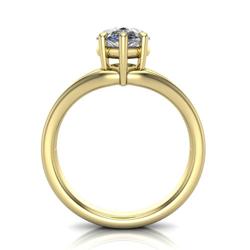 pear diamond solitaire ring, 18k yellow gold