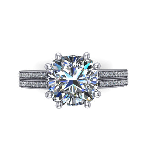 cushion diamond solitaire ring, platinum