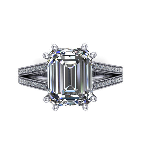 emerald diamond solitaire ring, platinum