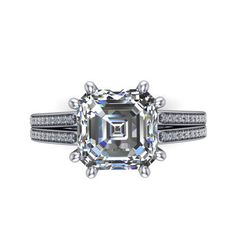 square emerald solitaire ring, platinum