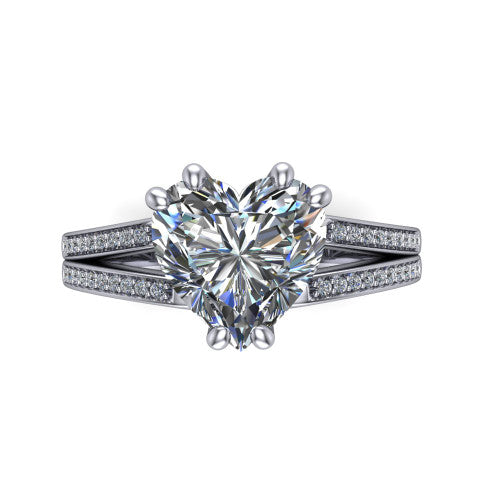 heart diamond solitaire ring, 14k white gold