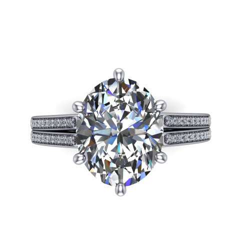 oval diamond solitaire ring, 14k white gold