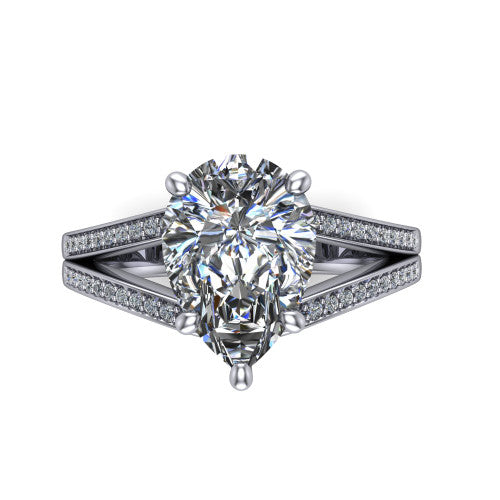 pear diamond solitaire ring, platinum