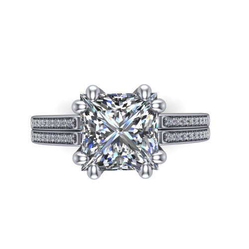 princess diamond solitaire ring, 18k white gold