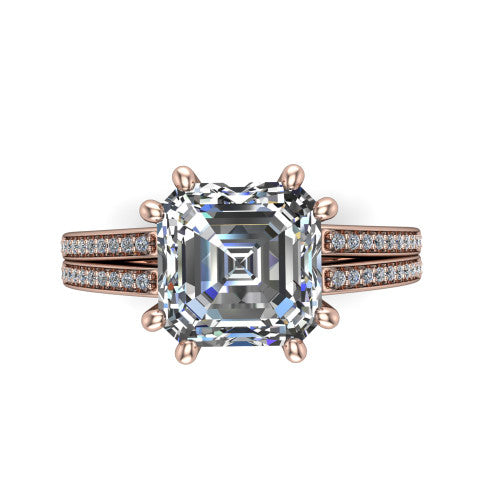 square emerald solitaire ring, 14k rose gold