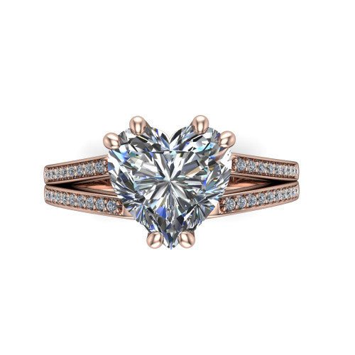 heart diamond solitaire ring, 14k rose gold
