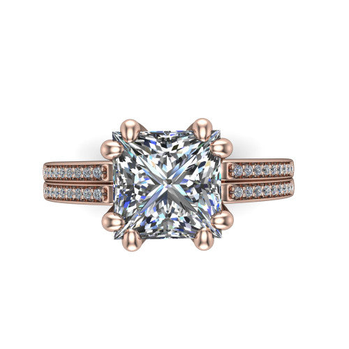 princess diamond solitaire ring, 14k rose gold