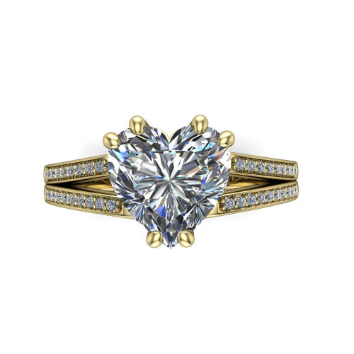 heart diamond solitaire ring, 18k yellow gold