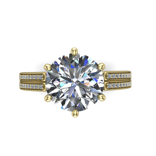 round diamond solitaire ring, 18k yellow gold