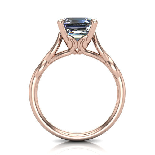 Ember Square Emerald Shape Halo Engagement Ring in 18K Rose Gold