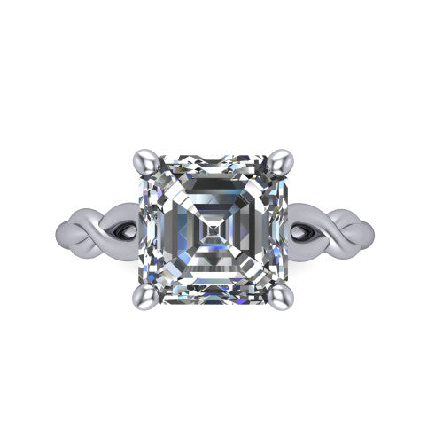 Ember Square Emerald Shape Halo Engagement Ring in 18K White Gold