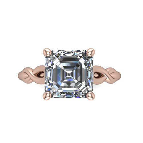 Ember Square Emerald Shape Halo Engagement Ring in 18K Rose Gold