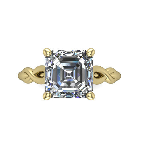 Ember Square Emerald Shape Halo Engagement Ring in 18K Yellow Gold